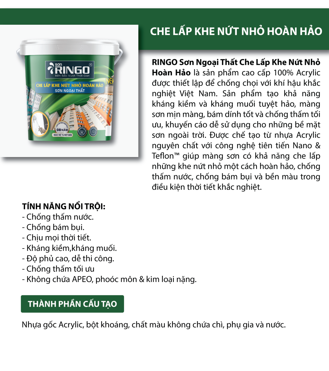 đặc tính kỹ thuật naga che lập khe nứt nhỏ hoàn hảo